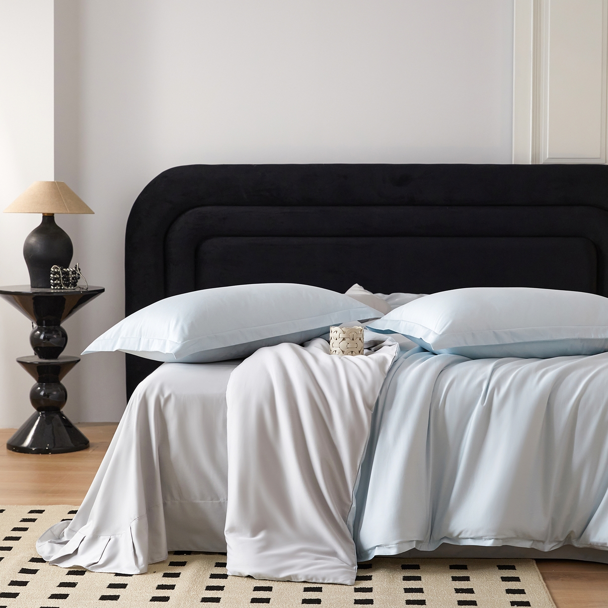 梧桐树 2026新款60S纯色全棉纯棉长绒棉系列四件套 60S纯色长绒棉-蓝灰