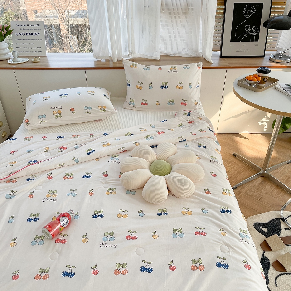 91家纺网 家纺一手货源 找家纺 咏绒家纺工厂店 厂家直销网销爆款花型永不断货2025春夏新款A类牛奶针织棉大豆夏被（长期款） 樱桃画