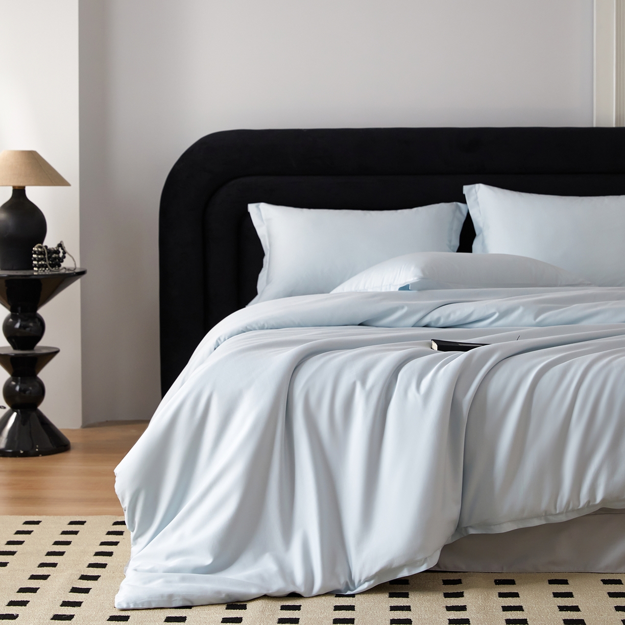 91家纺网 家纺一手货源 找家纺 梧桐树 2026新款60S纯色全棉纯棉长绒棉系列四件套 60S纯色长绒棉-蓝灰