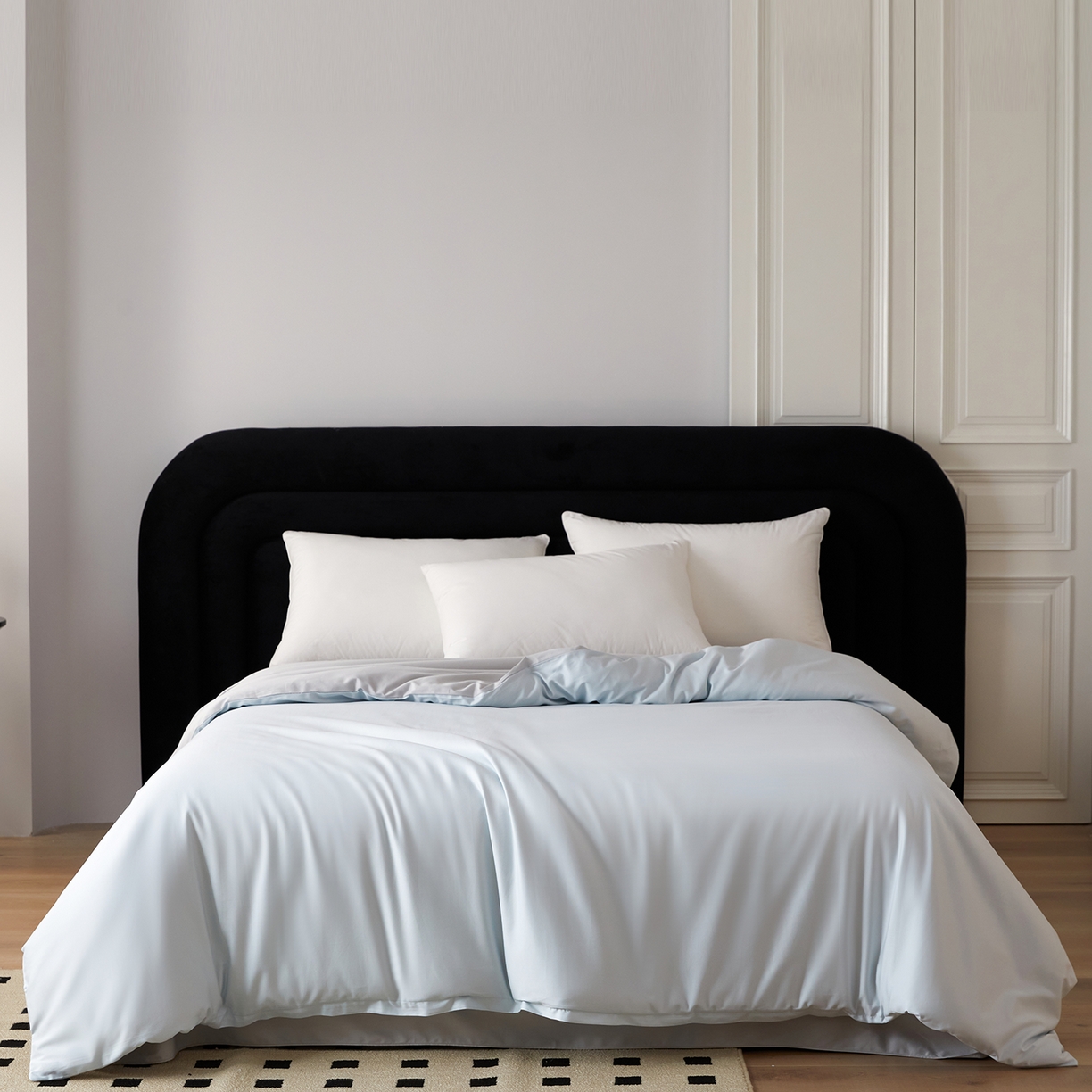 91家纺网 家纺一手货源 找家纺 梧桐树 2026新款60S纯色全棉纯棉长绒棉系列四件套 60S纯色长绒棉-蓝灰