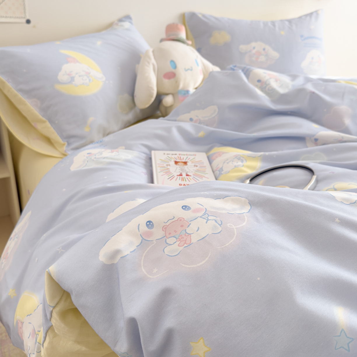 91家纺网 家纺一手货源 找家纺 女子家纺 2026新款40支100%纯棉全棉13070斜纹四件套 云朵玉桂蓝