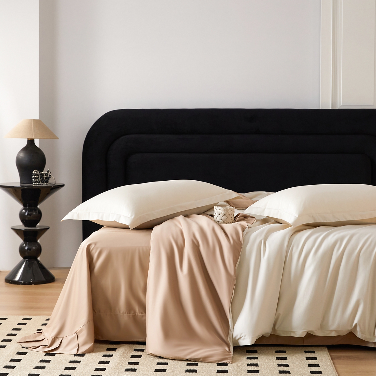 梧桐树 2026新款60S纯色全棉纯棉长绒棉系列四件套 60S纯色长绒棉-米香槟