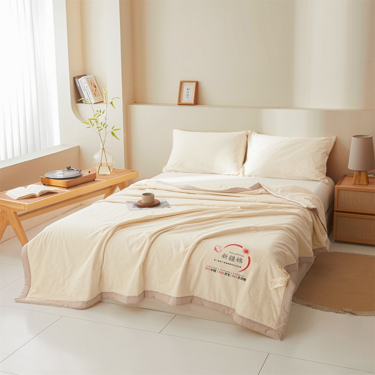 91家纺网 家纺一手货源 找家纺 招财星家纺 2026新款新疆棉花夏被空调被可机洗夏凉被棉花被子春秋被（提供质检报告买家秀） 蔓韵-奶白