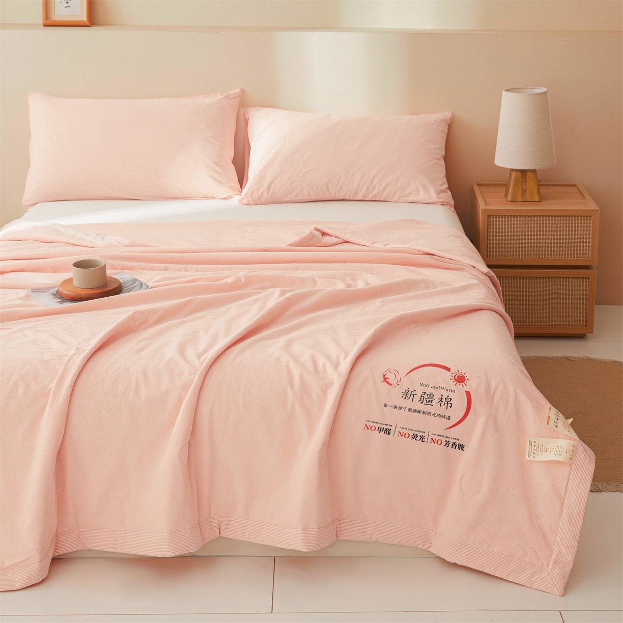 91家纺网 家纺一手货源 找家纺 招财星家纺 2026新款新疆棉花夏被空调被可机洗夏凉被棉花被子春秋被（提供质检报告买家秀） 蔓韵-玉色