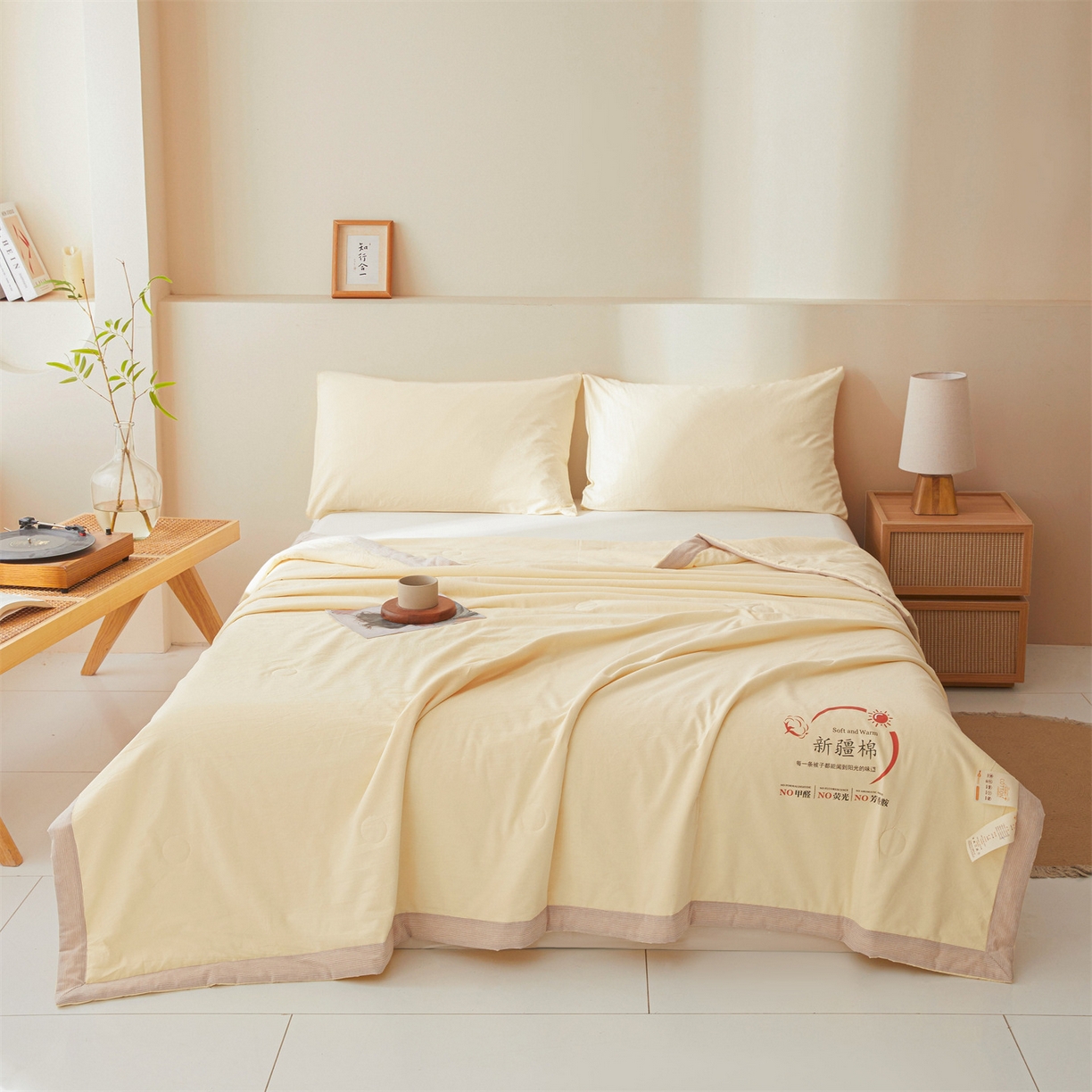 91家纺网 家纺一手货源 找家纺 招财星家纺 2026新款新疆棉花夏被空调被可机洗夏凉被棉花被子春秋被（提供质检报告买家秀） 蔓韵-米黄