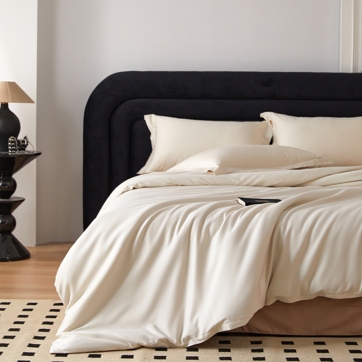 91家纺网 家纺一手货源 找家纺 梧桐树 2026新款60S纯色全棉纯棉长绒棉系列四件套 60S纯色长绒棉-米香槟