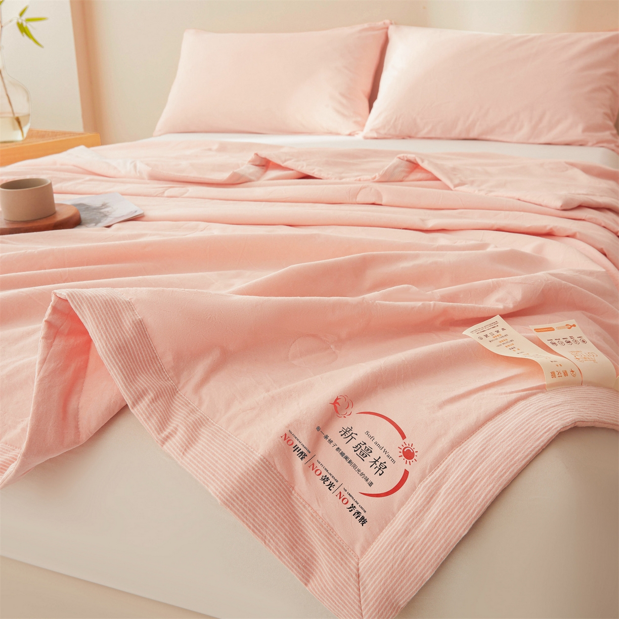 91家纺网 家纺一手货源 找家纺 招财星家纺 2026新款新疆棉花夏被空调被可机洗夏凉被棉花被子春秋被（提供质检报告买家秀） 蔓韵-玉色