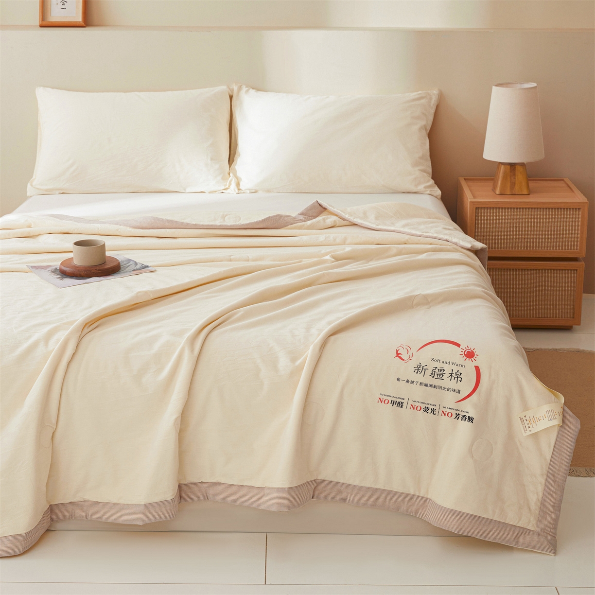 91家纺网 家纺一手货源 找家纺 招财星家纺 2026新款新疆棉花夏被空调被可机洗夏凉被棉花被子春秋被（提供质检报告买家秀） 蔓韵-奶白