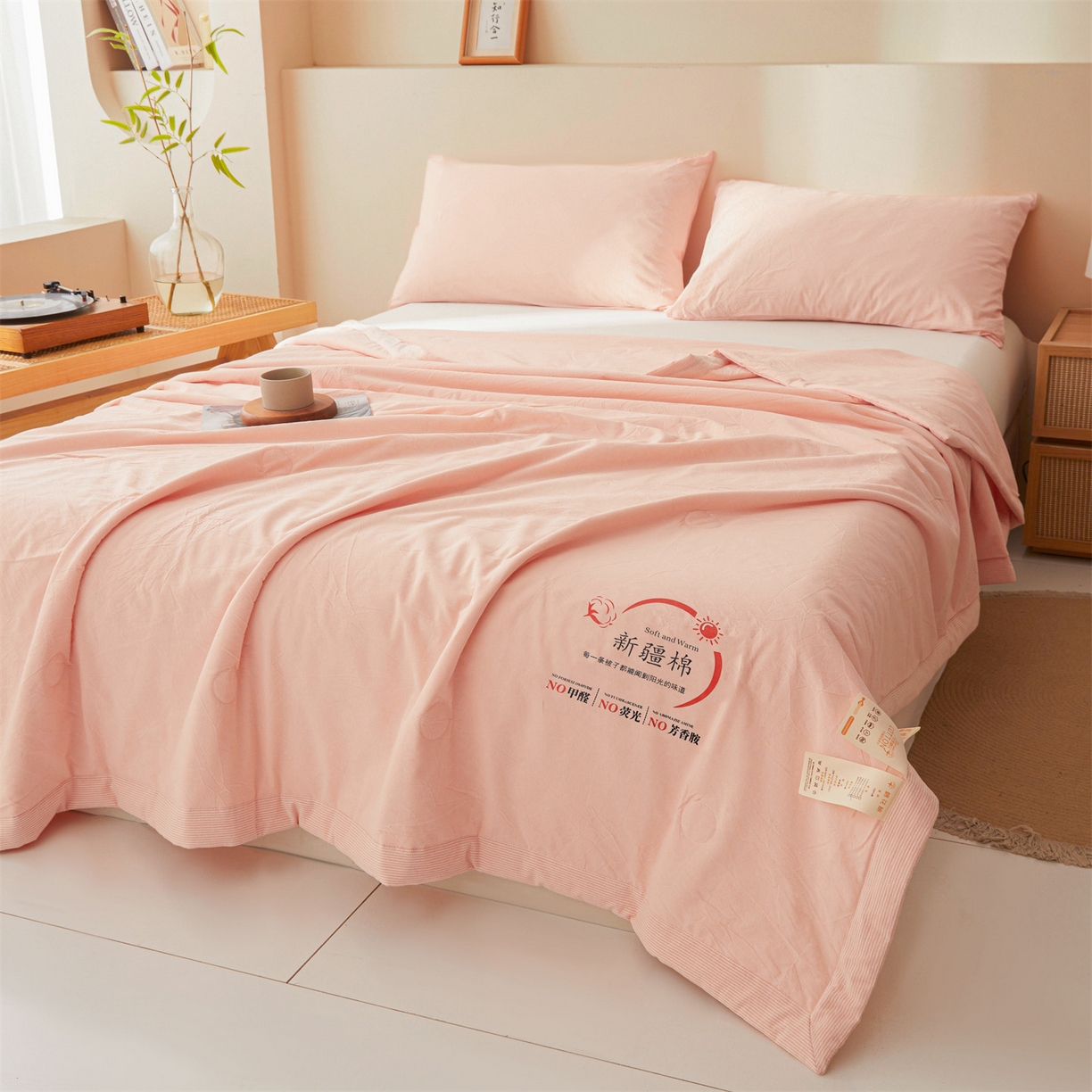 91家纺网 家纺一手货源 找家纺 招财星家纺 2026新款新疆棉花夏被空调被可机洗夏凉被棉花被子春秋被（提供质检报告买家秀） 蔓韵-玉色