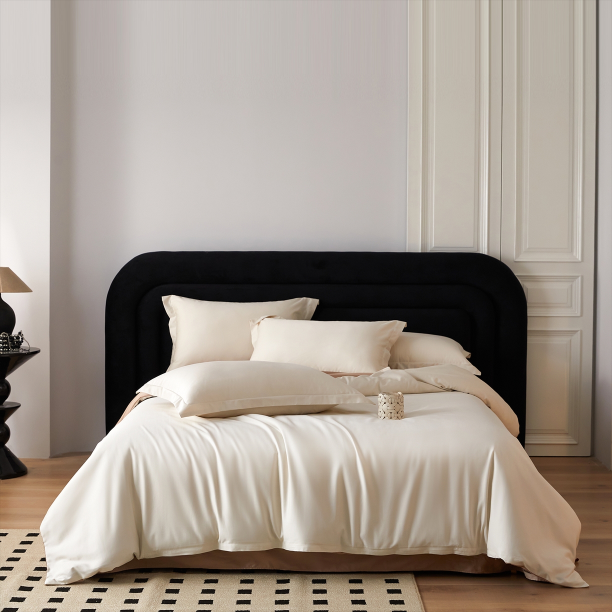 91家纺网 家纺一手货源 找家纺 梧桐树 2026新款60S纯色全棉纯棉长绒棉系列四件套 60S纯色长绒棉-米香槟