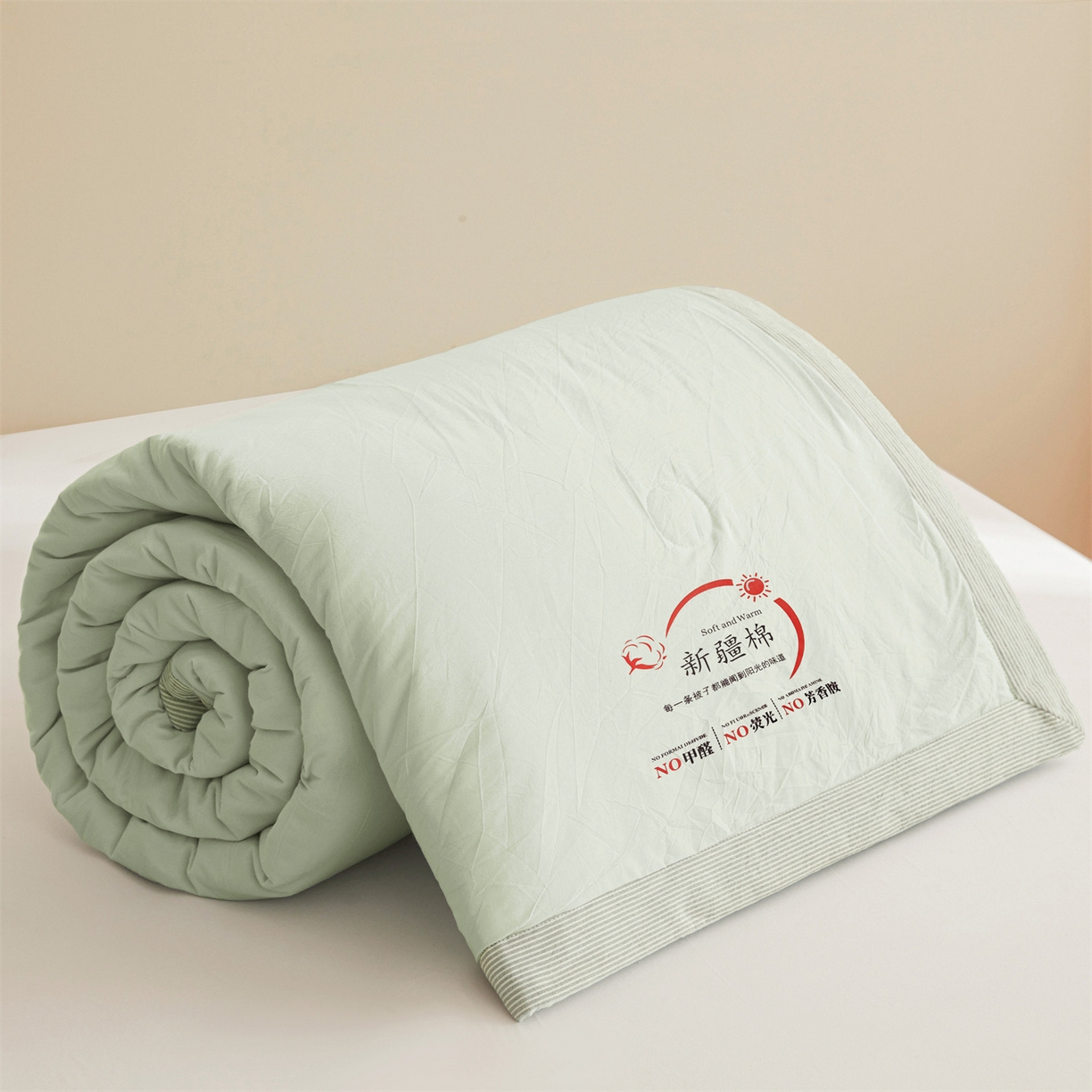 91家纺网 家纺一手货源 找家纺 招财星家纺 2026新款新疆棉花夏被空调被可机洗夏凉被棉花被子春秋被（提供质检报告买家秀） 蔓韵-浅绿