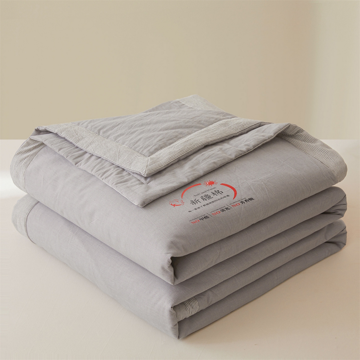 91家纺网 家纺一手货源 找家纺 招财星家纺 2026新款新疆棉花夏被空调被可机洗夏凉被棉花被子春秋被（提供质检报告买家秀） 蔓韵-灰色