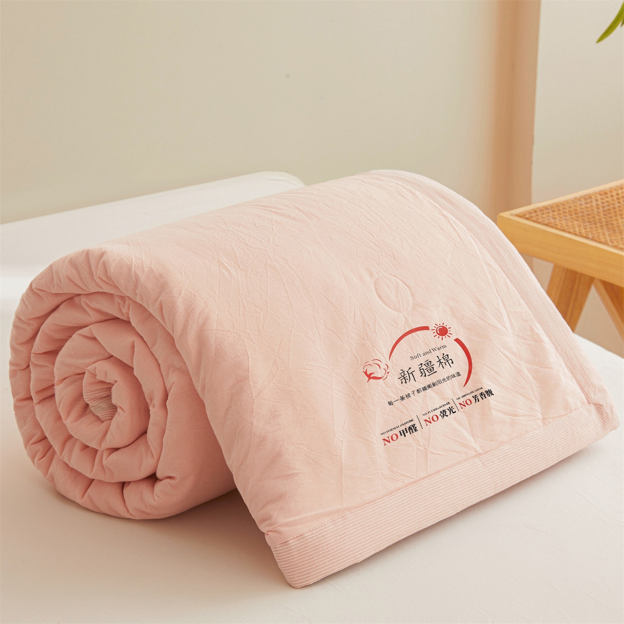 91家纺网 家纺一手货源 找家纺 招财星家纺 2026新款新疆棉花夏被空调被可机洗夏凉被棉花被子春秋被（提供质检报告买家秀） 蔓韵-玉色