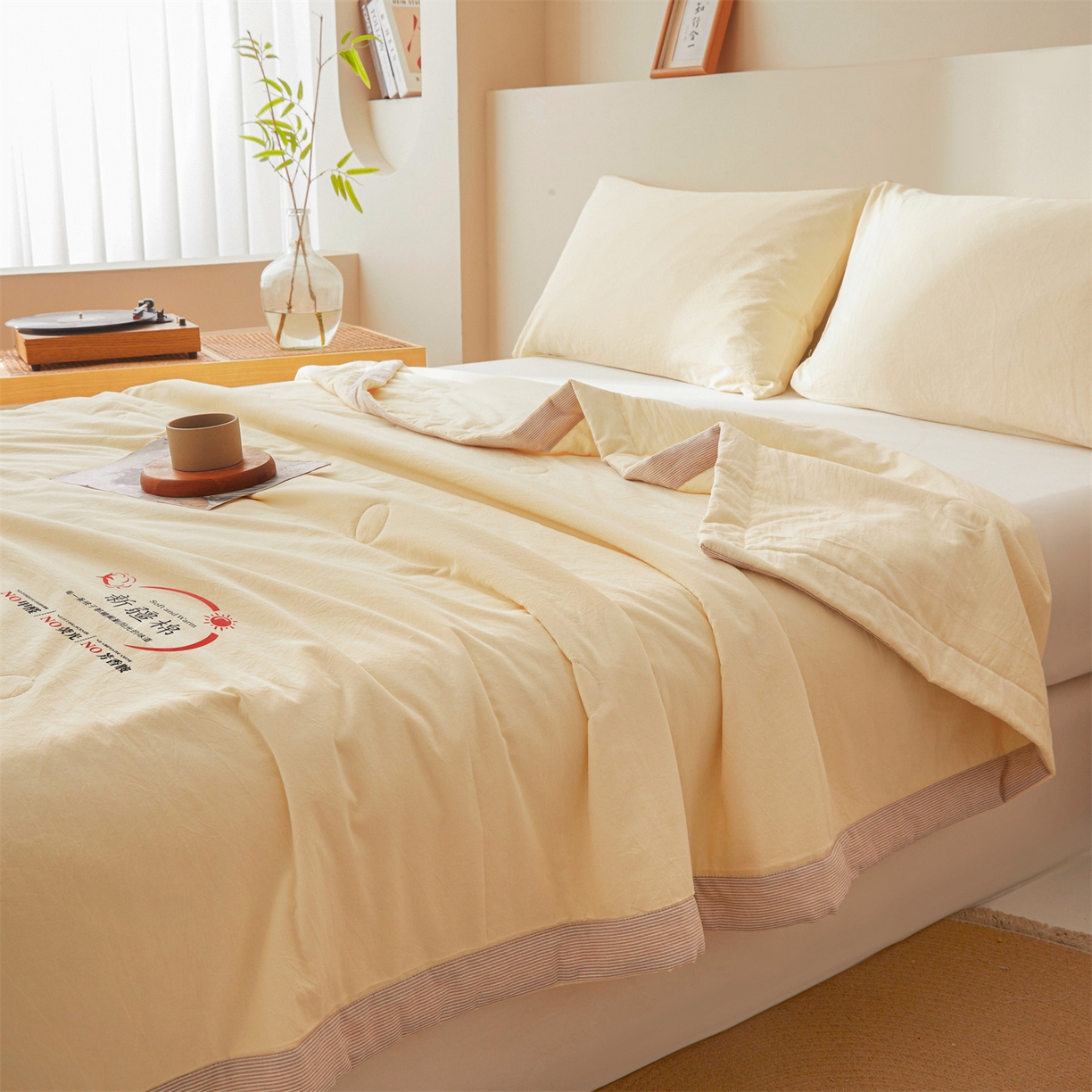 91家纺网 家纺一手货源 找家纺 招财星家纺 2026新款新疆棉花夏被空调被可机洗夏凉被棉花被子春秋被（提供质检报告买家秀） 蔓韵-米黄