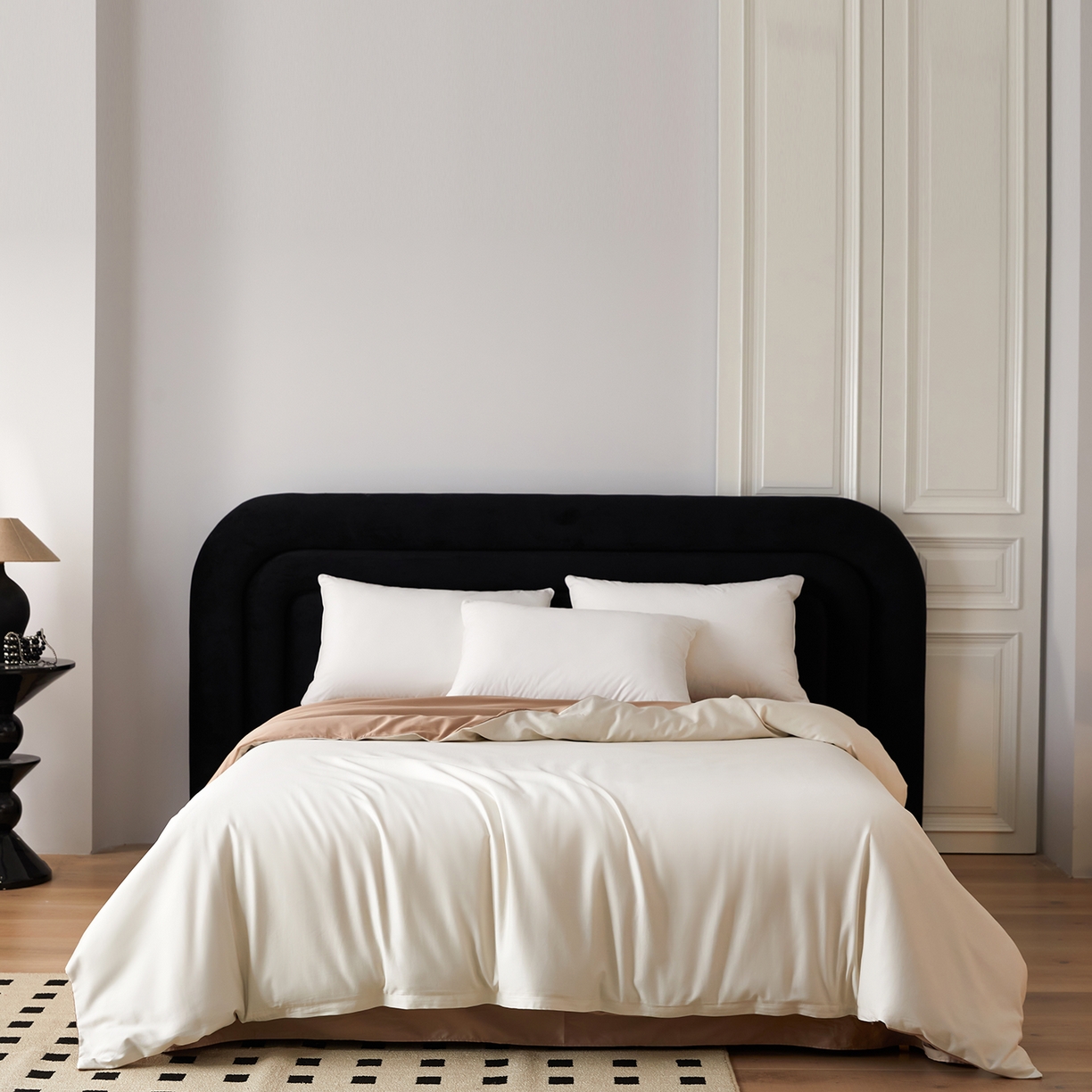 91家纺网 家纺一手货源 找家纺 梧桐树 2026新款60S纯色全棉纯棉长绒棉系列四件套 60S纯色长绒棉-米香槟