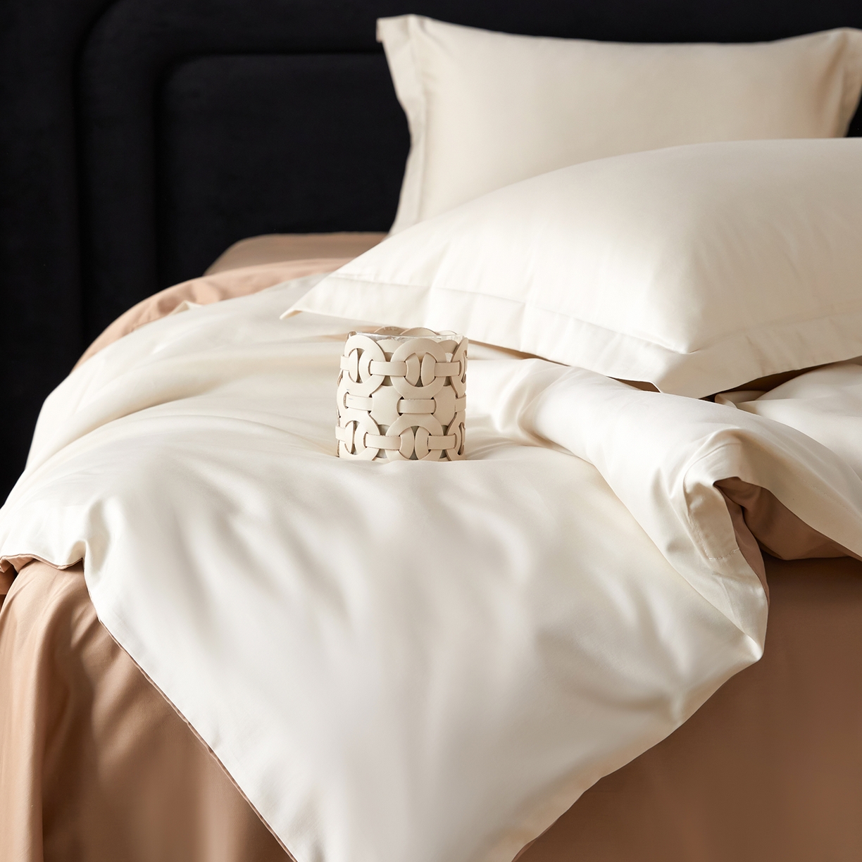 91家纺网 家纺一手货源 找家纺 梧桐树 2026新款60S纯色全棉纯棉长绒棉系列四件套 60S纯色长绒棉-米香槟