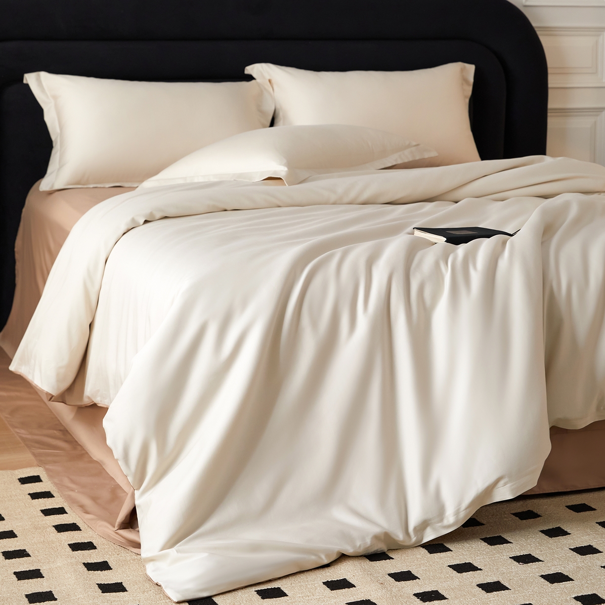 91家纺网 家纺一手货源 找家纺 梧桐树 2026新款60S纯色全棉纯棉长绒棉系列四件套 60S纯色长绒棉-米香槟