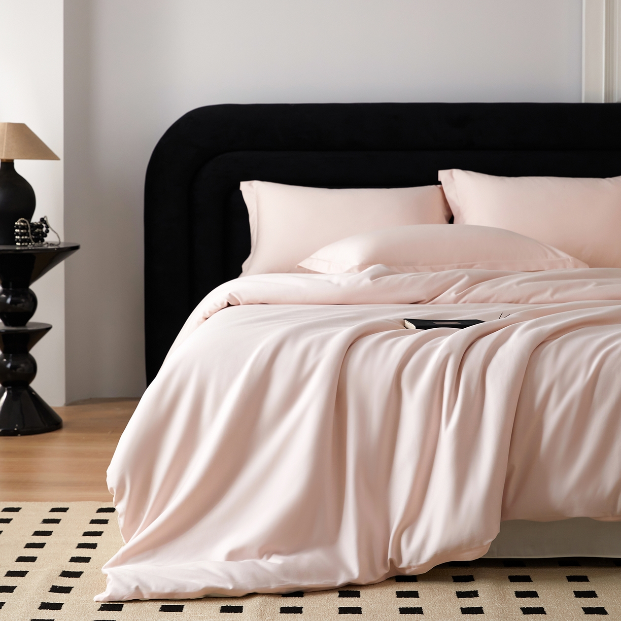 91家纺网 家纺一手货源 找家纺 梧桐树 2026新款60S纯色全棉纯棉长绒棉系列四件套 60S纯色长绒棉-玉粉米