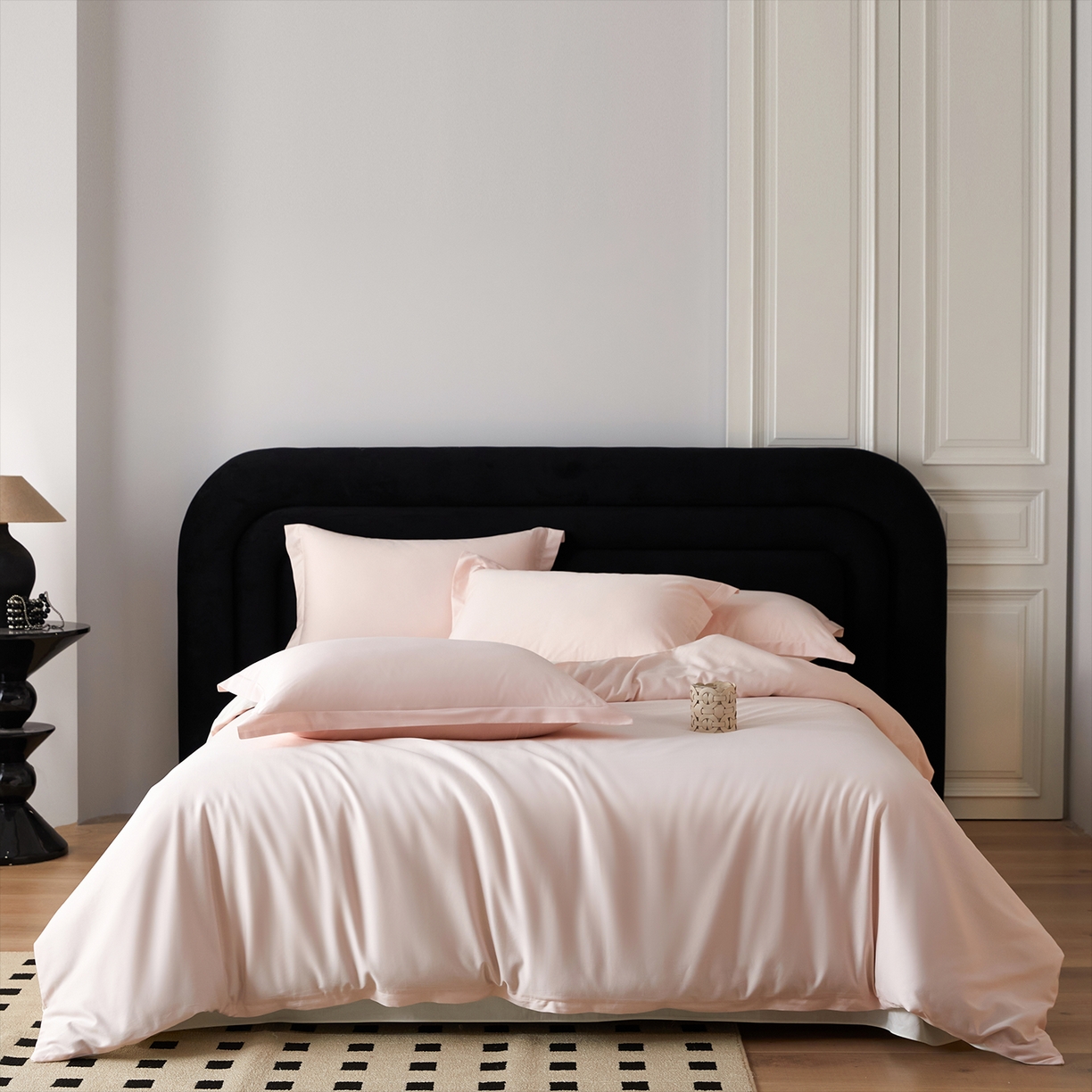 91家纺网 家纺一手货源 找家纺 梧桐树 2026新款60S纯色全棉纯棉长绒棉系列四件套 60S纯色长绒棉-玉粉米