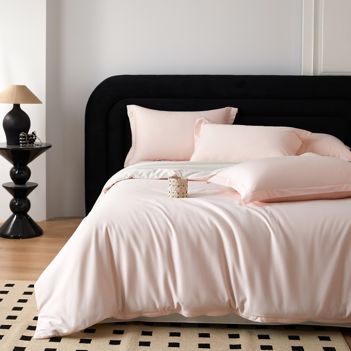 91家纺网 家纺一手货源 找家纺 梧桐树 2026新款60S纯色全棉纯棉长绒棉系列四件套 60S纯色长绒棉-玉粉米