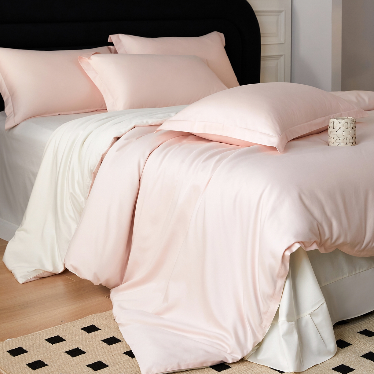 91家纺网 家纺一手货源 找家纺 梧桐树 2026新款60S纯色全棉纯棉长绒棉系列四件套 60S纯色长绒棉-玉粉米