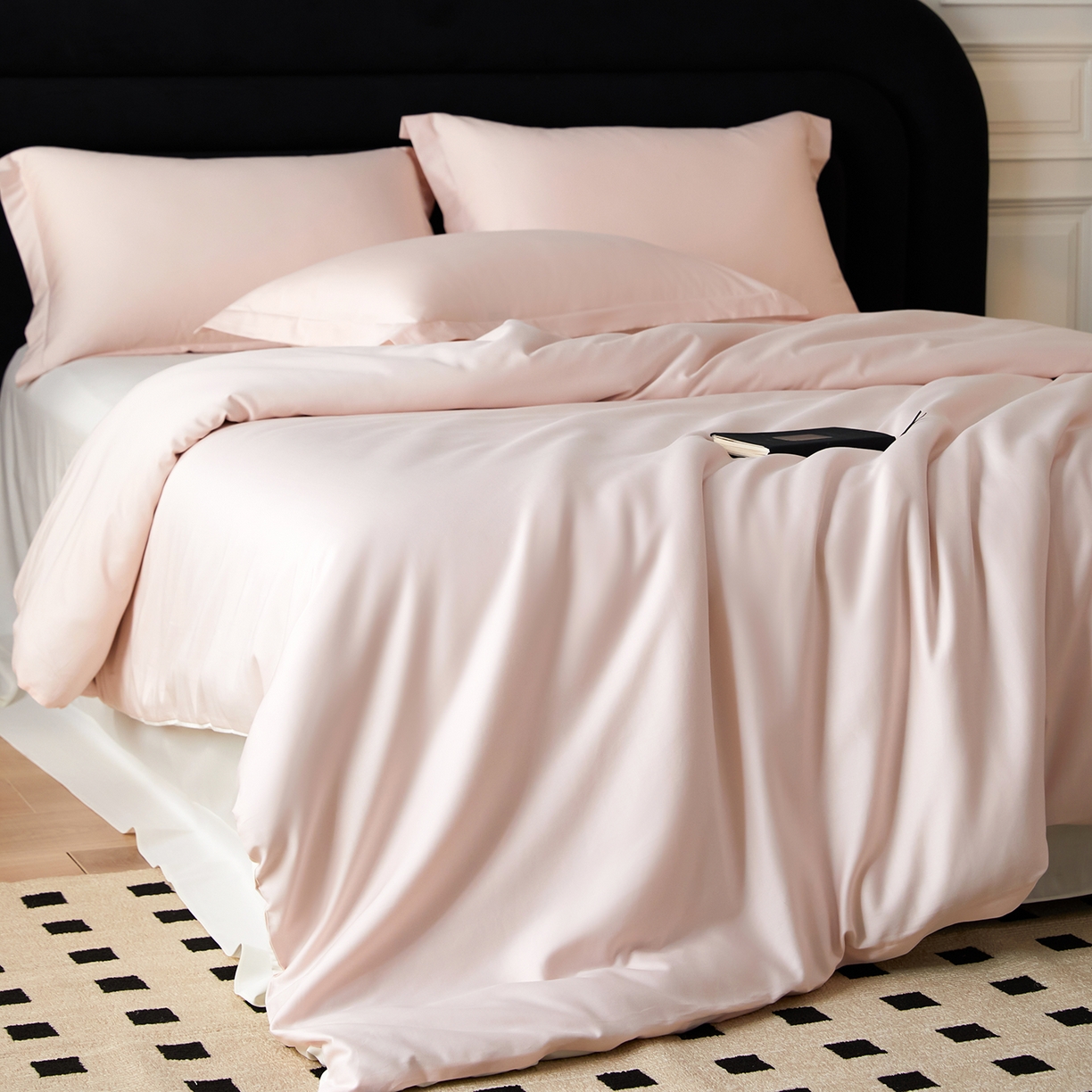 91家纺网 家纺一手货源 找家纺 梧桐树 2026新款60S纯色全棉纯棉长绒棉系列四件套 60S纯色长绒棉-玉粉米