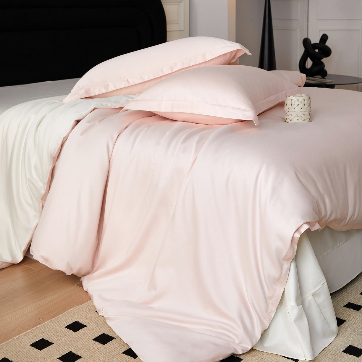 91家纺网 家纺一手货源 找家纺 梧桐树 2026新款60S纯色全棉纯棉长绒棉系列四件套 60S纯色长绒棉-玉粉米