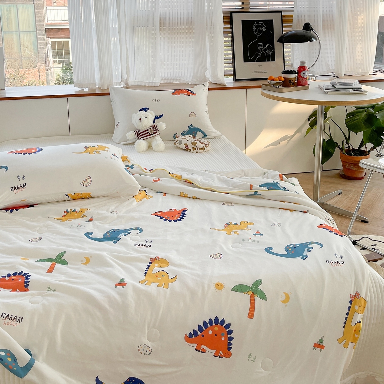 91家纺网 家纺一手货源 找家纺 咏绒家纺工厂店 厂家直销网销爆款花型永不断货2025春夏新款A类牛奶针织棉大豆夏被（长期款） 侏罗纪