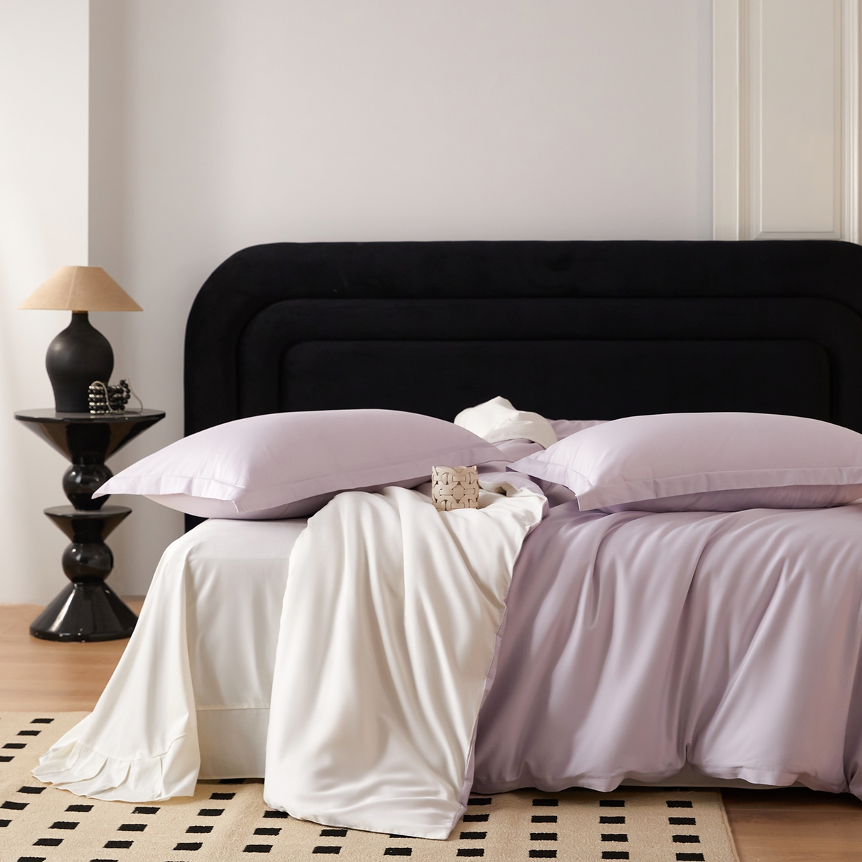 梧桐树 2026新款60S纯色全棉纯棉长绒棉系列四件套 60S纯色长绒棉-紫米