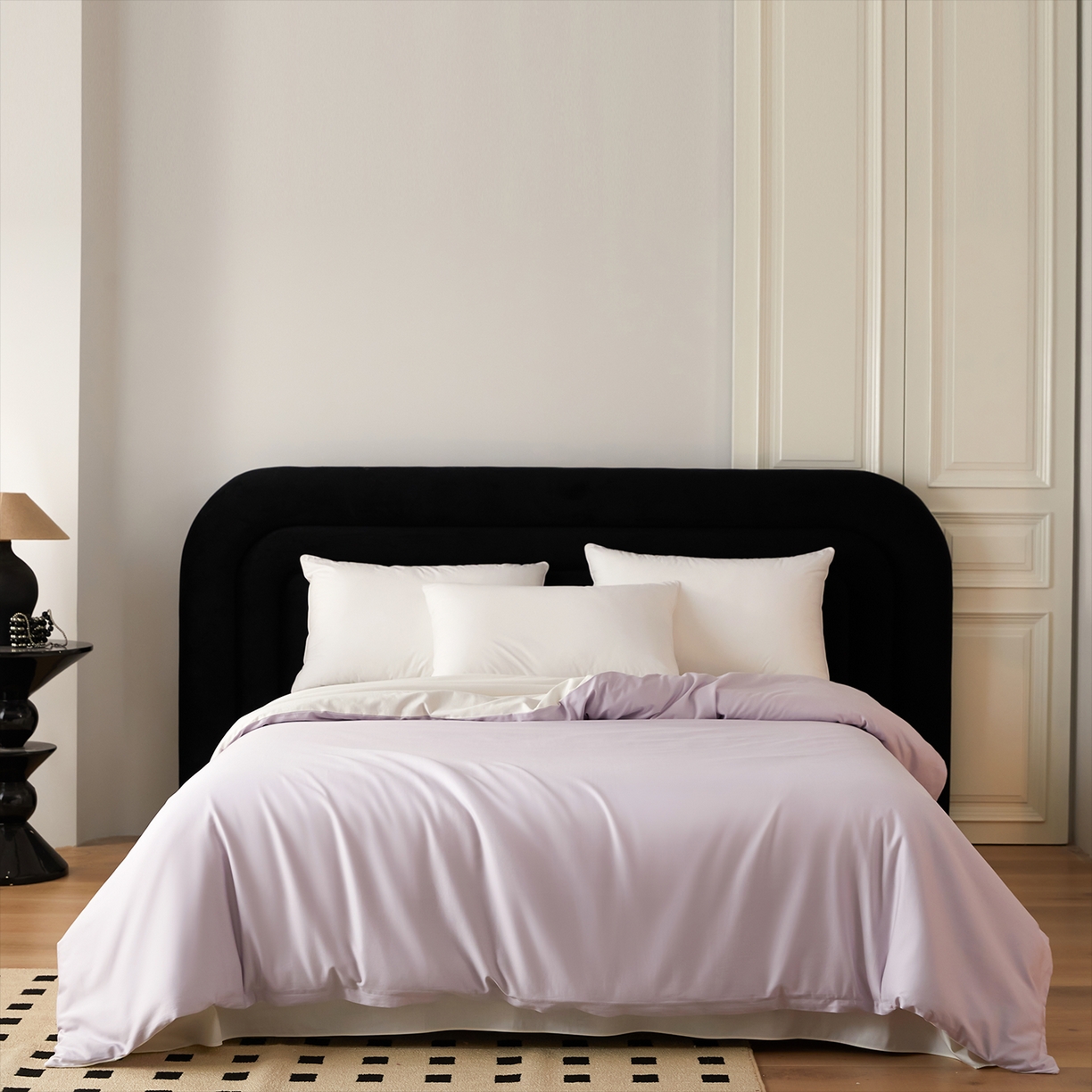 91家纺网 家纺一手货源 找家纺 梧桐树 2026新款60S纯色全棉纯棉长绒棉系列四件套 60S纯色长绒棉-紫米