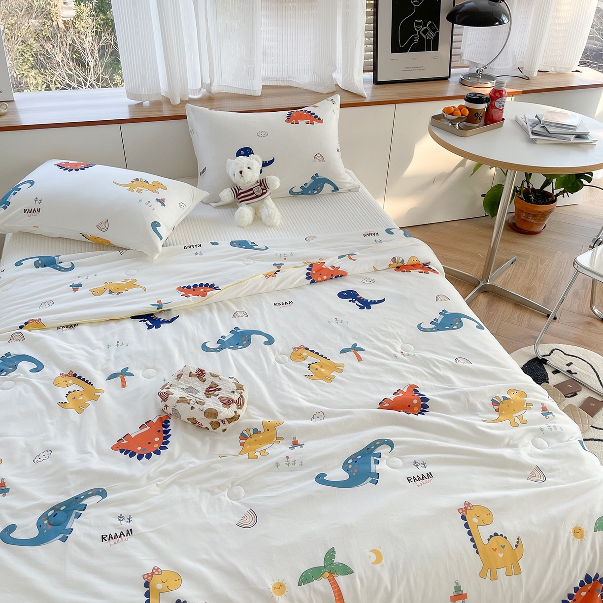 91家纺网 家纺一手货源 找家纺 咏绒家纺工厂店 厂家直销网销爆款花型永不断货2025春夏新款A类牛奶针织棉大豆夏被（长期款） 侏罗纪