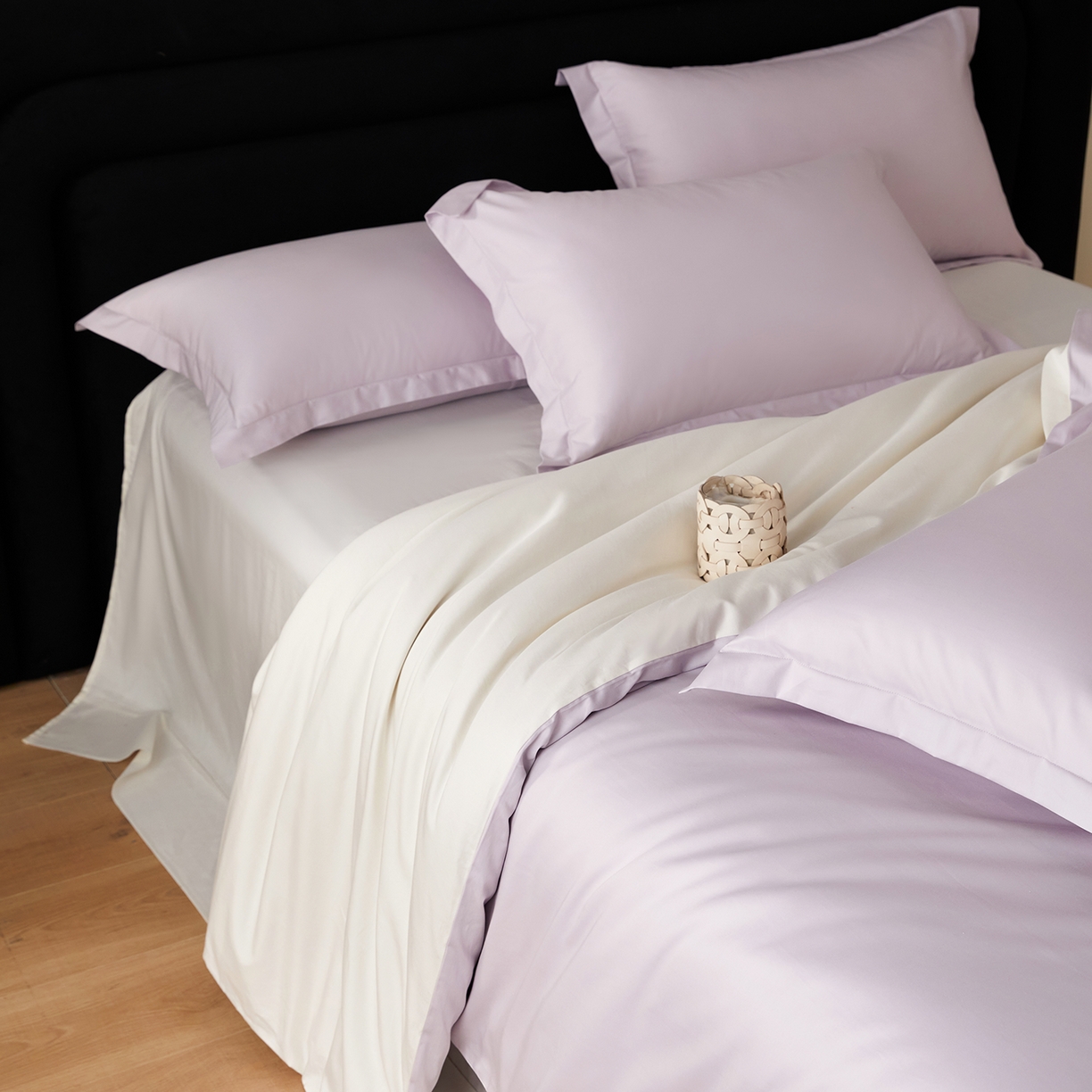 91家纺网 家纺一手货源 找家纺 梧桐树 2026新款60S纯色全棉纯棉长绒棉系列四件套 60S纯色长绒棉-紫米