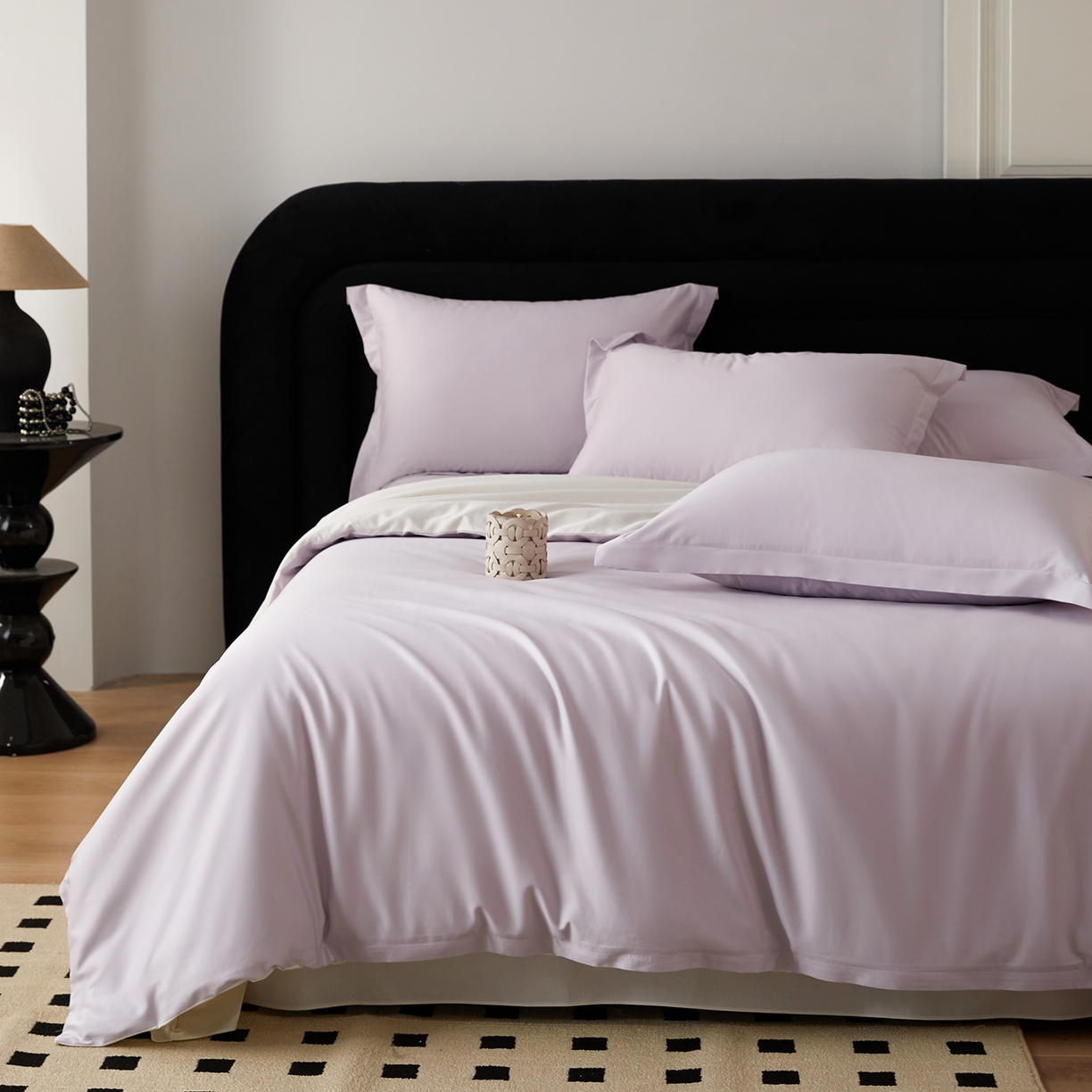 91家纺网 家纺一手货源 找家纺 梧桐树 2026新款60S纯色全棉纯棉长绒棉系列四件套 60S纯色长绒棉-紫米