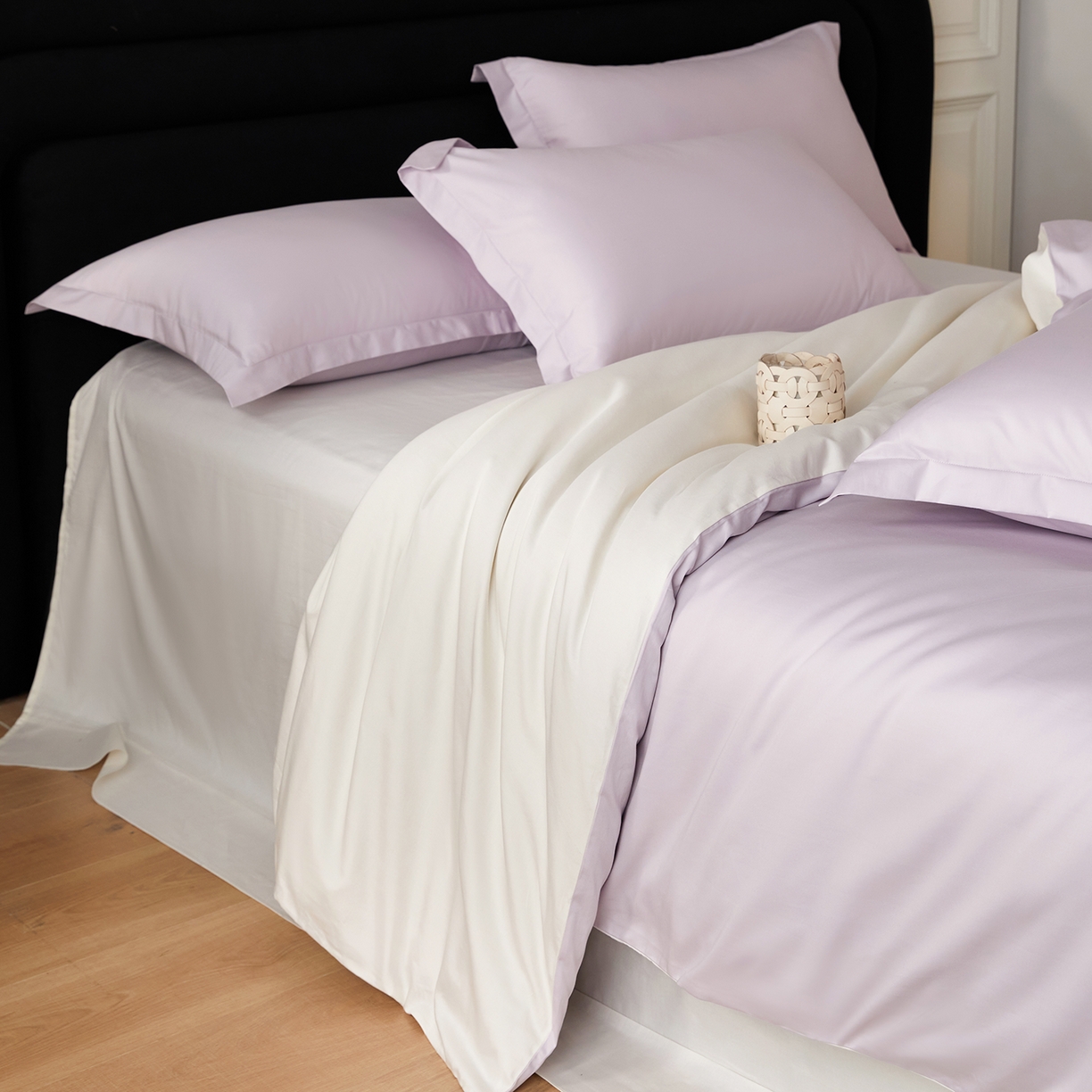 91家纺网 家纺一手货源 找家纺 梧桐树 2026新款60S纯色全棉纯棉长绒棉系列四件套 60S纯色长绒棉-紫米