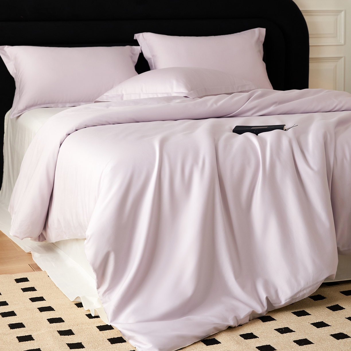 91家纺网 家纺一手货源 找家纺 梧桐树 2026新款60S纯色全棉纯棉长绒棉系列四件套 60S纯色长绒棉-紫米