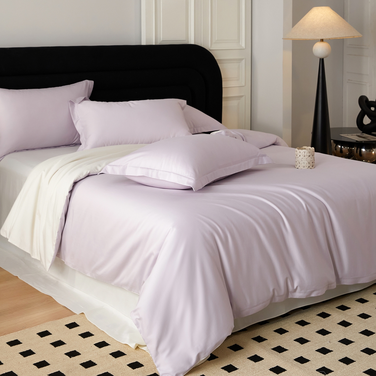 91家纺网 家纺一手货源 找家纺 梧桐树 2026新款60S纯色全棉纯棉长绒棉系列四件套 60S纯色长绒棉-紫米