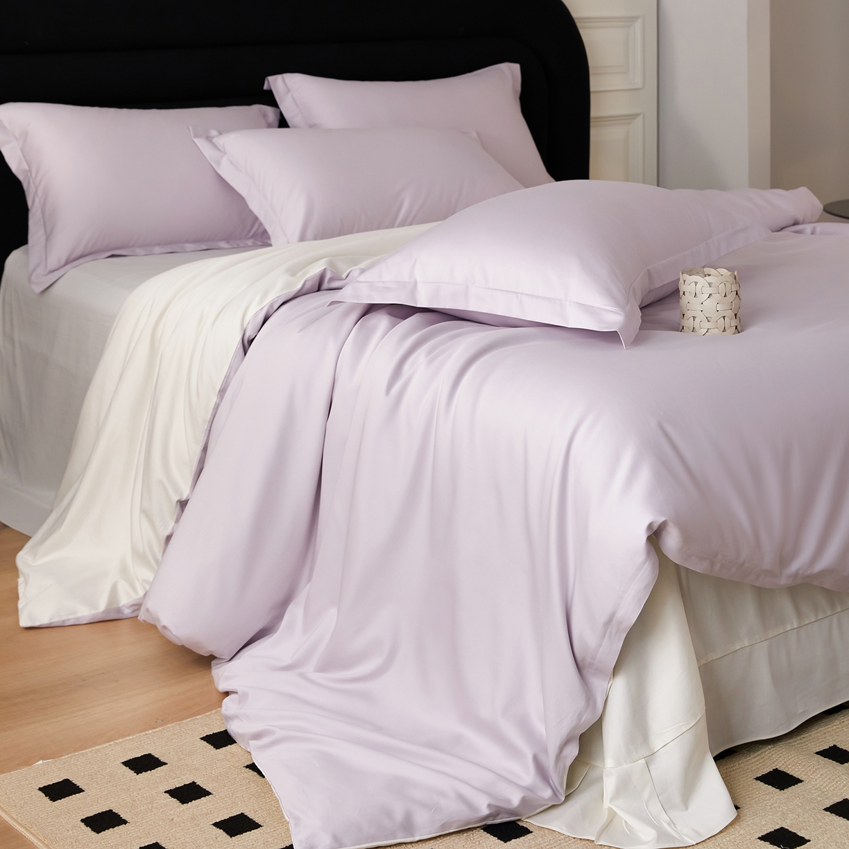 91家纺网 家纺一手货源 找家纺 梧桐树 2026新款60S纯色全棉纯棉长绒棉系列四件套 60S纯色长绒棉-紫米