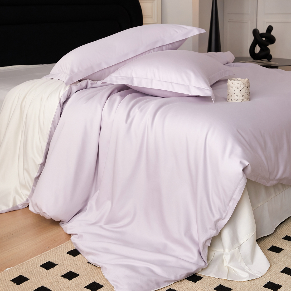 91家纺网 家纺一手货源 找家纺 梧桐树 2026新款60S纯色全棉纯棉长绒棉系列四件套 60S纯色长绒棉-紫米