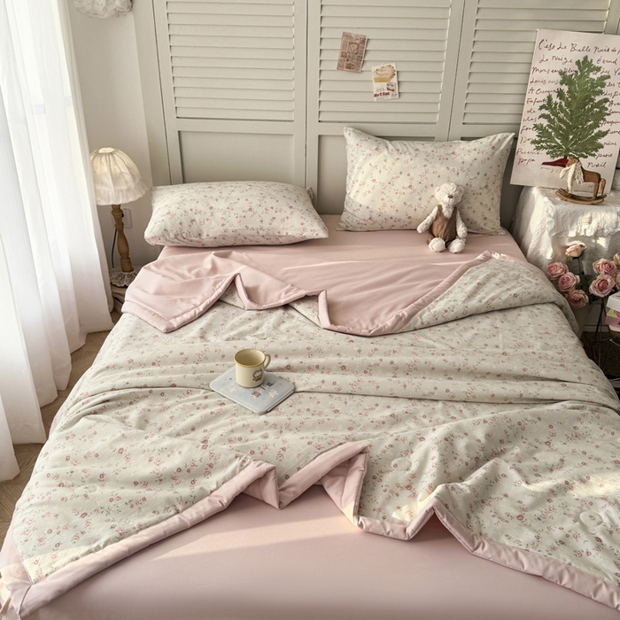 91家纺网 家纺一手货源 找家纺 盛凡家纺 2026新款小清新抗菌夏被夏凉被空调被被子被芯夏被四件套 半亩花田