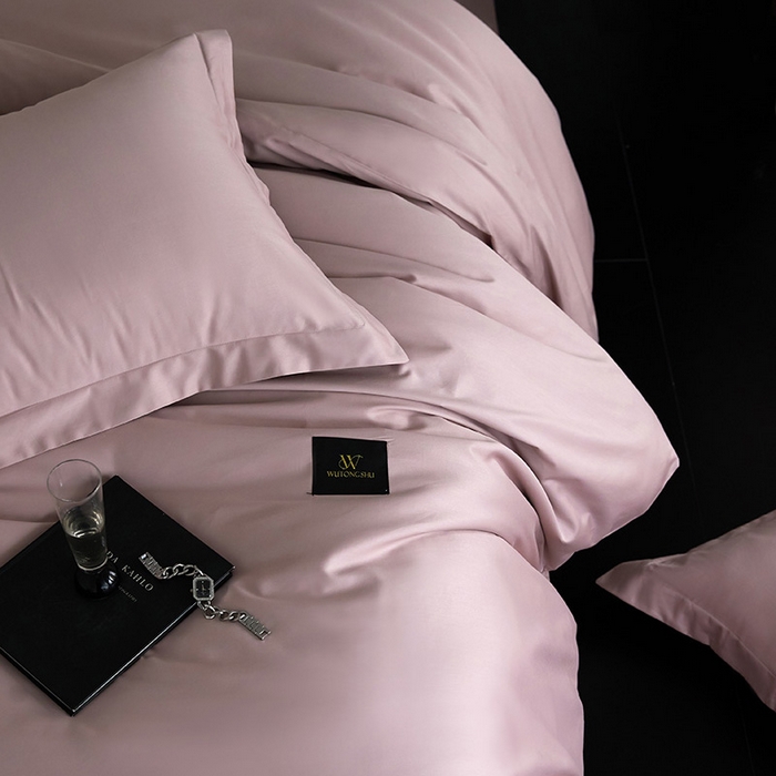 91家纺网 家纺一手货源 找家纺 梧桐树 2026新款60S纯色全棉纯棉长绒棉系列四件套 60S纯色长绒棉-纯色优雅紫