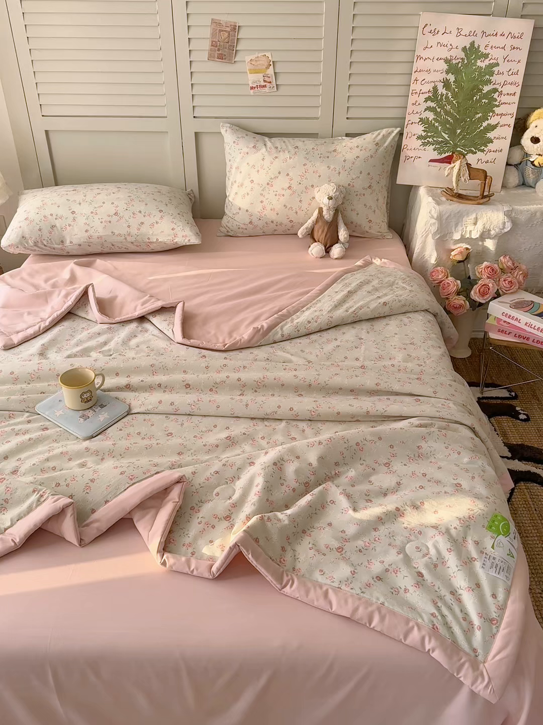 91家纺网 家纺一手货源 找家纺 盛凡家纺 2026新款小清新抗菌夏被夏凉被空调被被子被芯夏被四件套 半亩花田