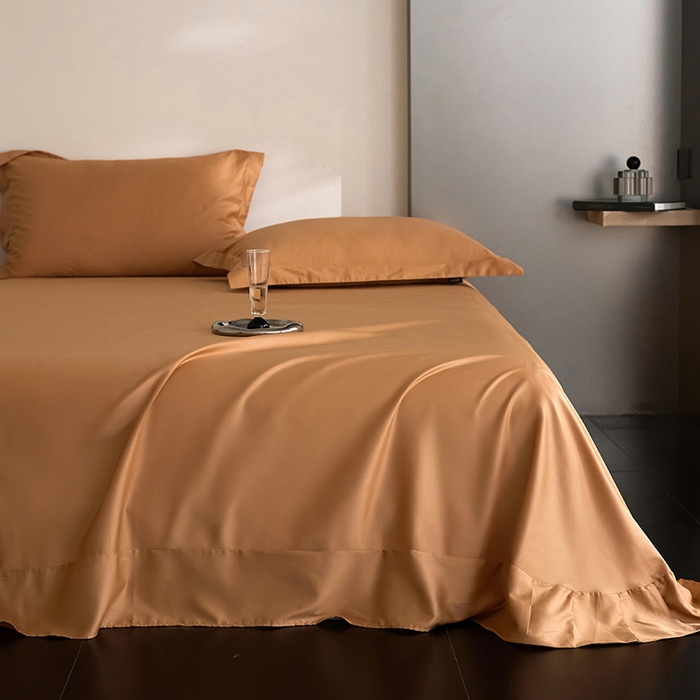 梧桐树 2026新款60S纯色全棉纯棉长绒棉系列单床单单品床单单件 单床单  落日桔