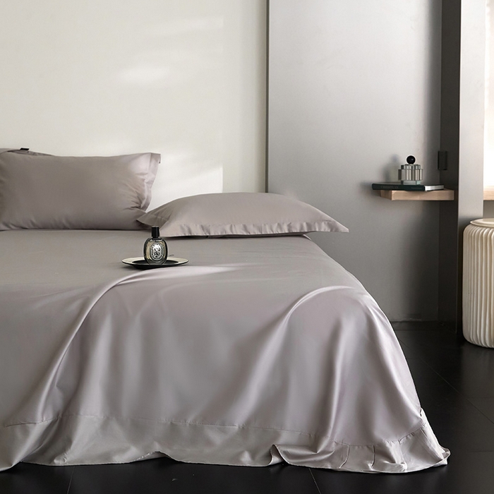 梧桐树 2026新款60S纯色全棉纯棉长绒棉系列单床单单品床单单件 单床单  银灰