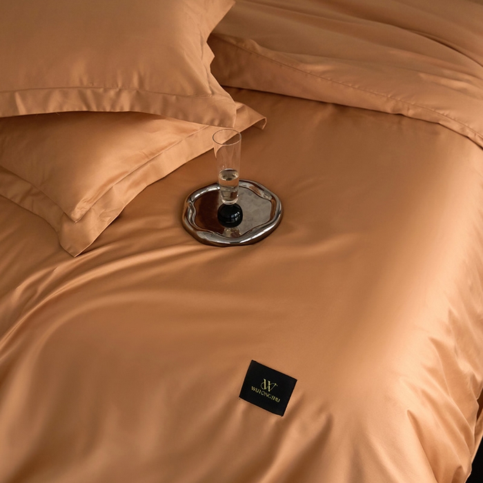 91家纺网 家纺一手货源 找家纺 梧桐树 2026新款60S纯色全棉纯棉长绒棉系列四件套 60S纯色长绒棉-纯色落日桔