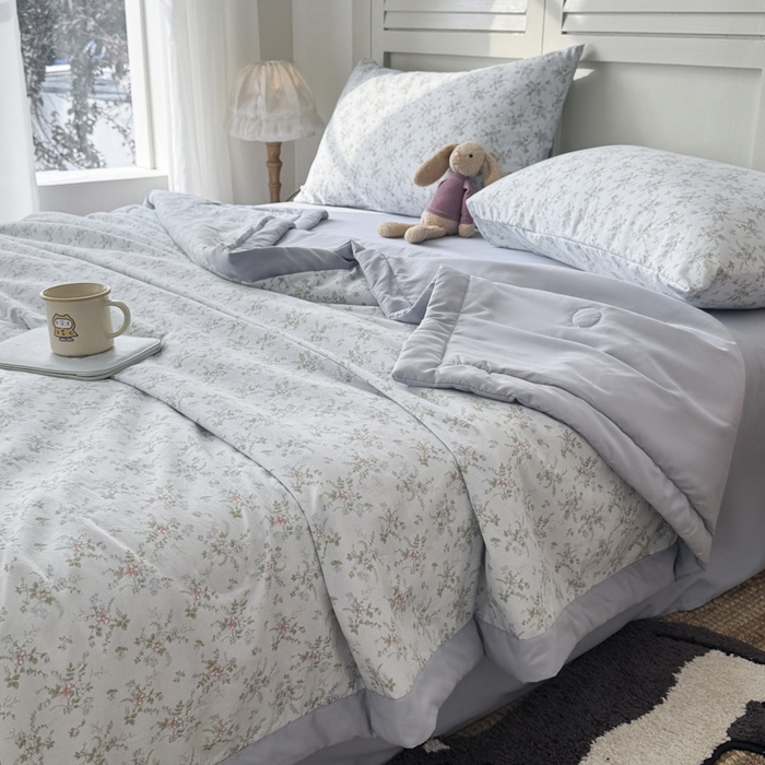 91家纺网 家纺一手货源 找家纺 盛凡家纺 2026新款小清新抗菌夏被夏凉被空调被被子被芯夏被四件套 川纱蓝