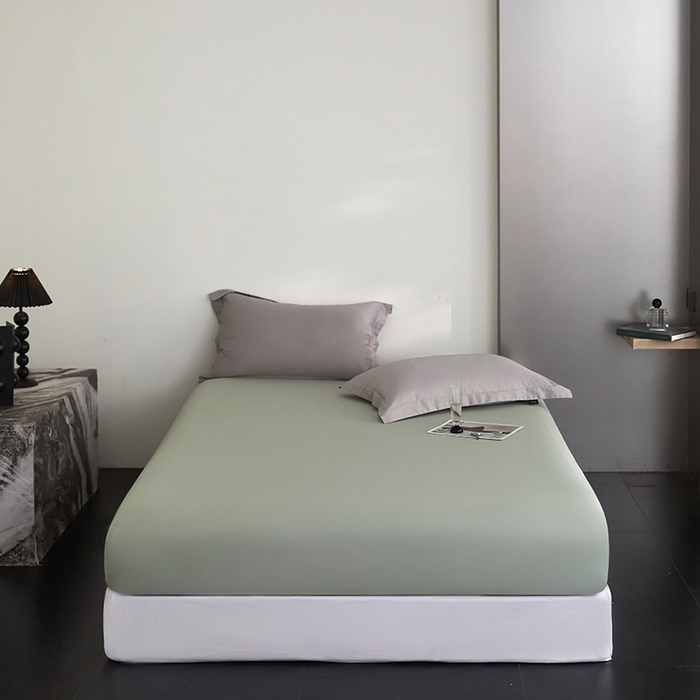 91家纺网 家纺一手货源 找家纺 梧桐树 2026新款60S全棉纯棉纯色长绒棉系列单床笠单品床笠单件 床笠 青柠绿
