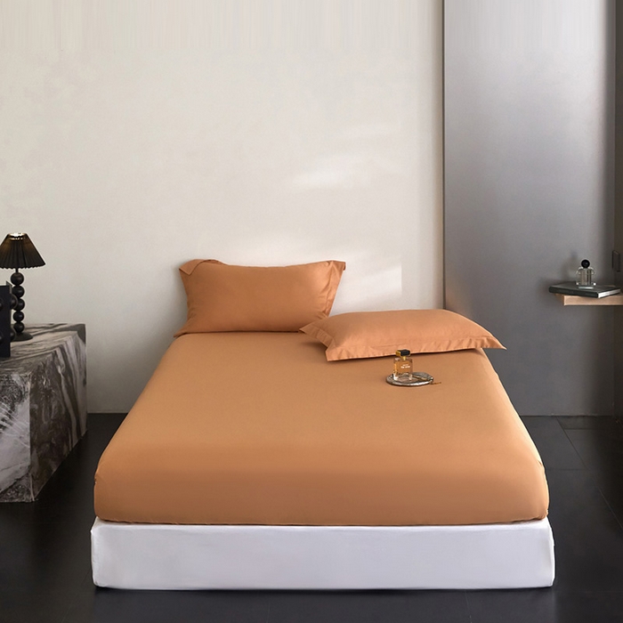 91家纺网 家纺一手货源 找家纺 梧桐树 2026新款60S全棉纯棉纯色长绒棉系列单床笠单品床笠单件 床笠 落日桔