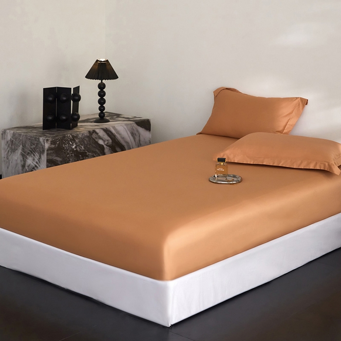 梧桐树 2026新款60S全棉纯棉纯色长绒棉系列单床笠单品床笠单件 床笠 落日桔