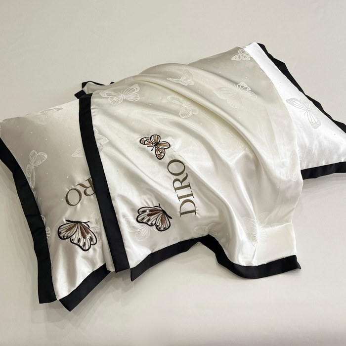 91家纺网 家纺一手货源 找家纺 金牛座家纺 2026新款贡缎亮丝提花刺绣四件套-蝶韵 蝶韵-奶白