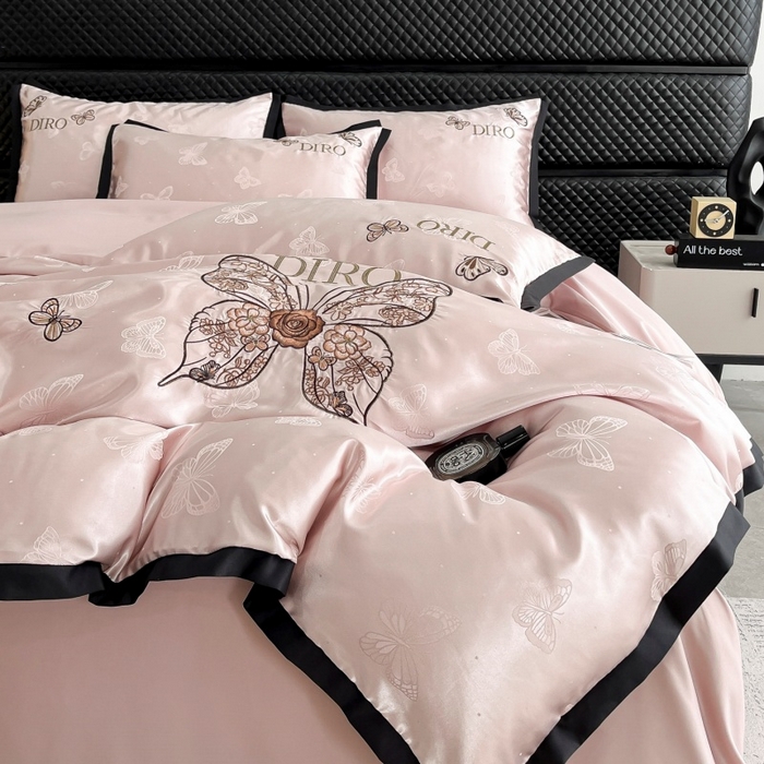 91家纺网 家纺一手货源 找家纺 （总）金牛座家纺 2026新款贡缎亮丝提花刺绣四件套-蝶韵